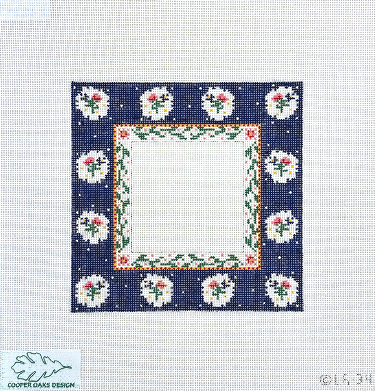Cooper Oaks Design Linda Ragno Blue Frame Needlepoint Canvas - 6 x 6