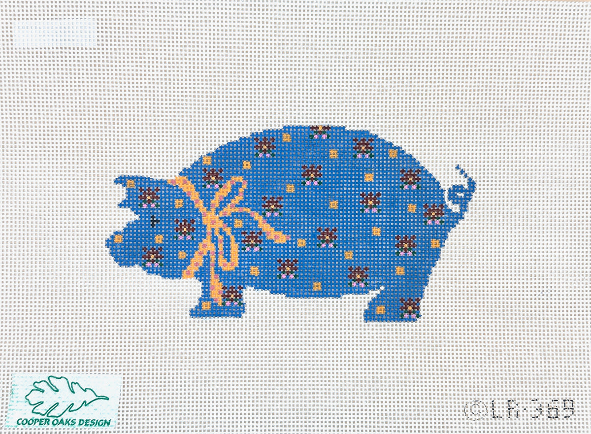 Cooper Oaks Design Linda Ragno Blue Pig Needlepoint Canvas