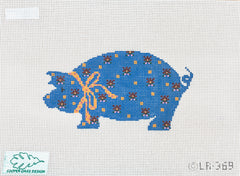 Cooper Oaks Design Linda Ragno Blue Pig Needlepoint Canvas