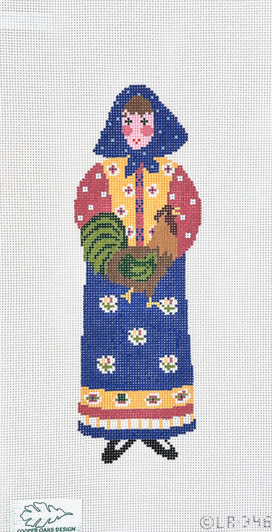 Cooper Oaks Design Linda Ragno Lady Rooster Needlepoint Canvas - 13M