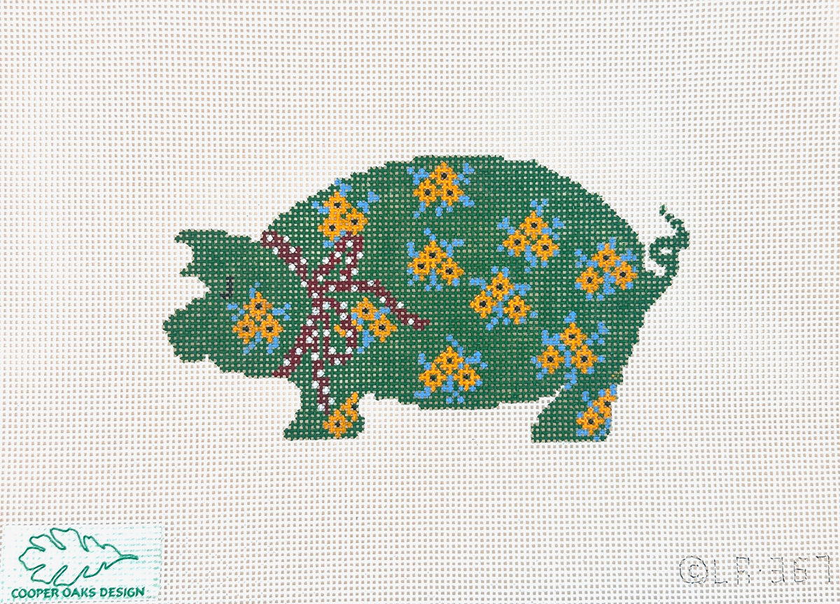 Cooper Oaks Design Linda Ragno Pig Needlepoint Canvas - Green