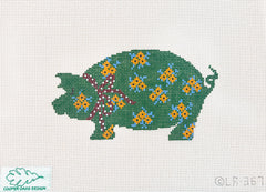 Cooper Oaks Design Linda Ragno Pig Needlepoint Canvas - Green