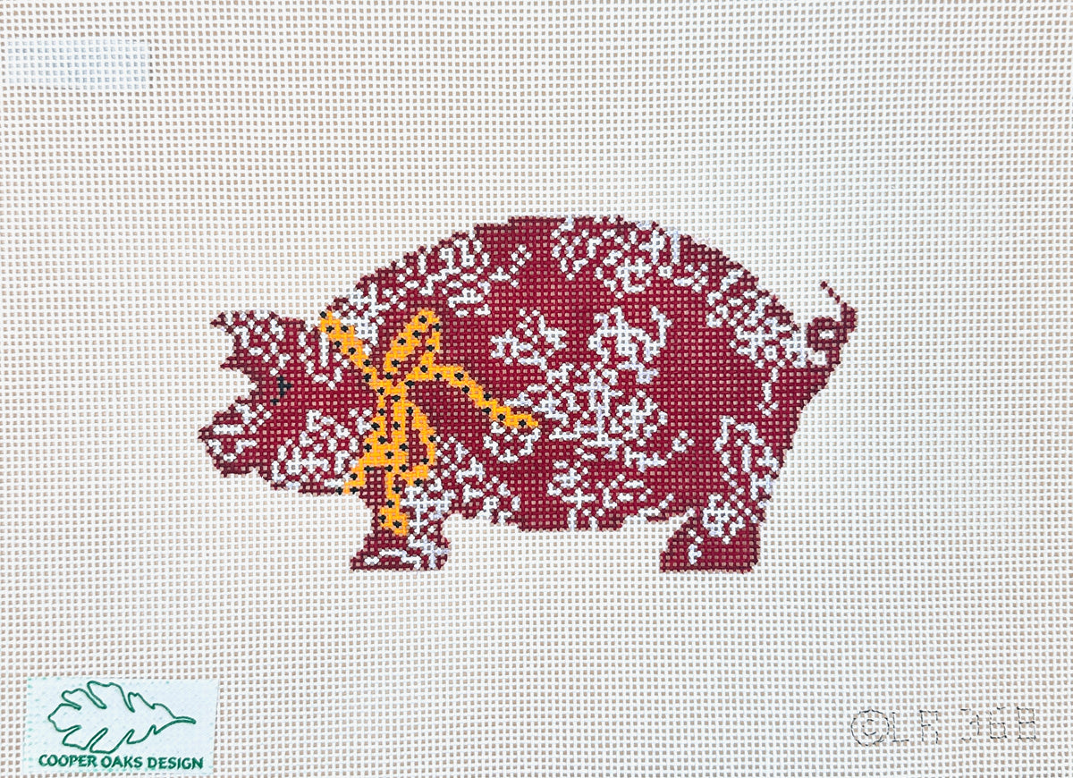 Cooper Oaks Design Linda Ragno Pig Needlepoint Canvas - Red