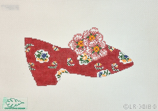 Cooper Oaks Design Linda Ragno Red Shoe with a Pansy Needlepoint Canvas