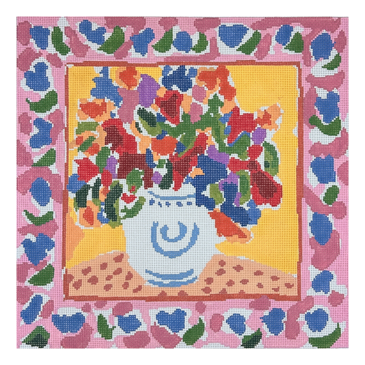 Cooper Oaks Design Susan Verble Gantner Garden Bouquet Pink and Yellow Needlepoint Canvas