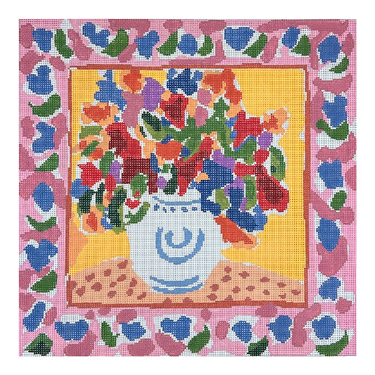 Cooper Oaks Design Susan Verble Gantner Garden Bouquet Pink and Yellow Needlepoint Canvas