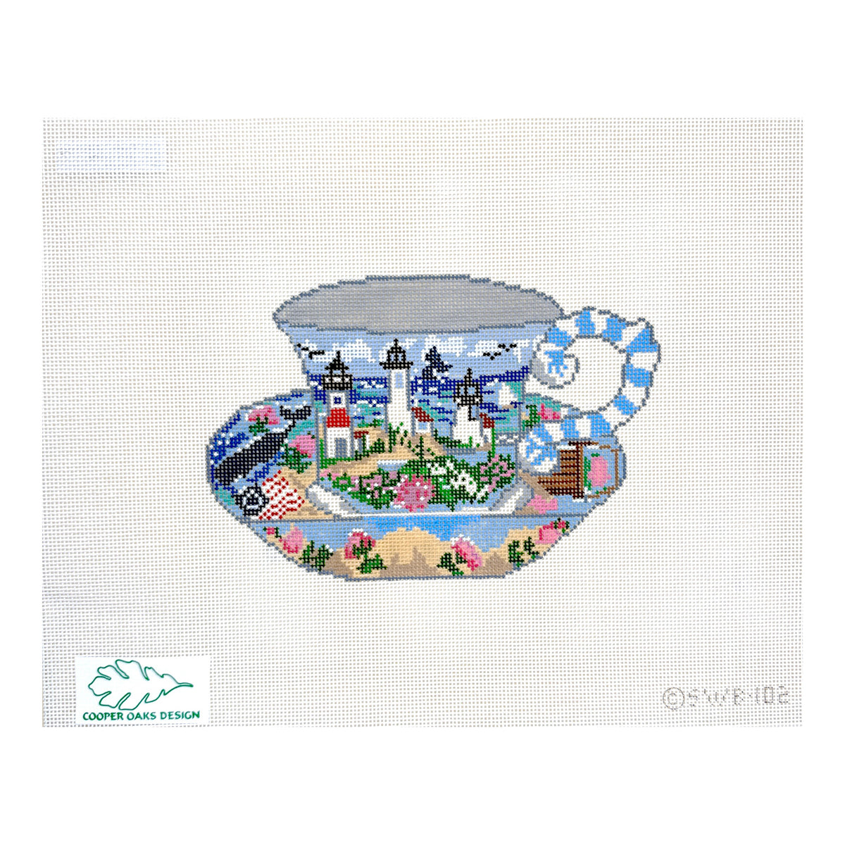 Cooper Oaks Design Susan Wallace Barnes Light House Cup Needlepoint Canvas