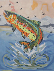 Cooper Oaks Design Kaley Alie Jumping Cutthroat Trout Needlepoint Canvas