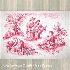 Creative Poppy Lesley Teare Designs Pink Toile de Jouy Cross Stitch Pattern