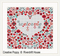 Creative Poppy Riverdrift House Welcome Poppy Heart Cross Stitch Pattern