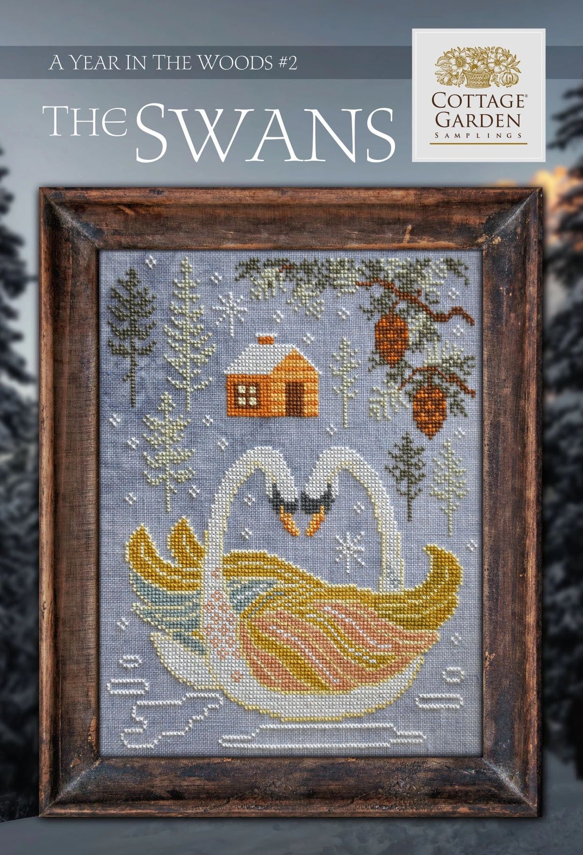 Cottage Garden Samplings A Year in the Woods #2 The Swans Cross Stitch Pattern