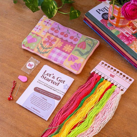 Craft Club Patchwork Party Needlepoint Pouch Kit
