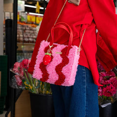 Craft Club Pink and Red Wavey Stitched Tote Bag Kit