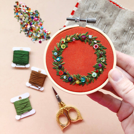 M Creative J Holiday Christmas Wreath Ornament Embroidery Kit