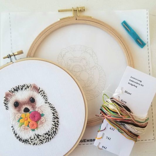 Jessica Long Embroidery Hedgehog Embroidery Kit: Floss Card