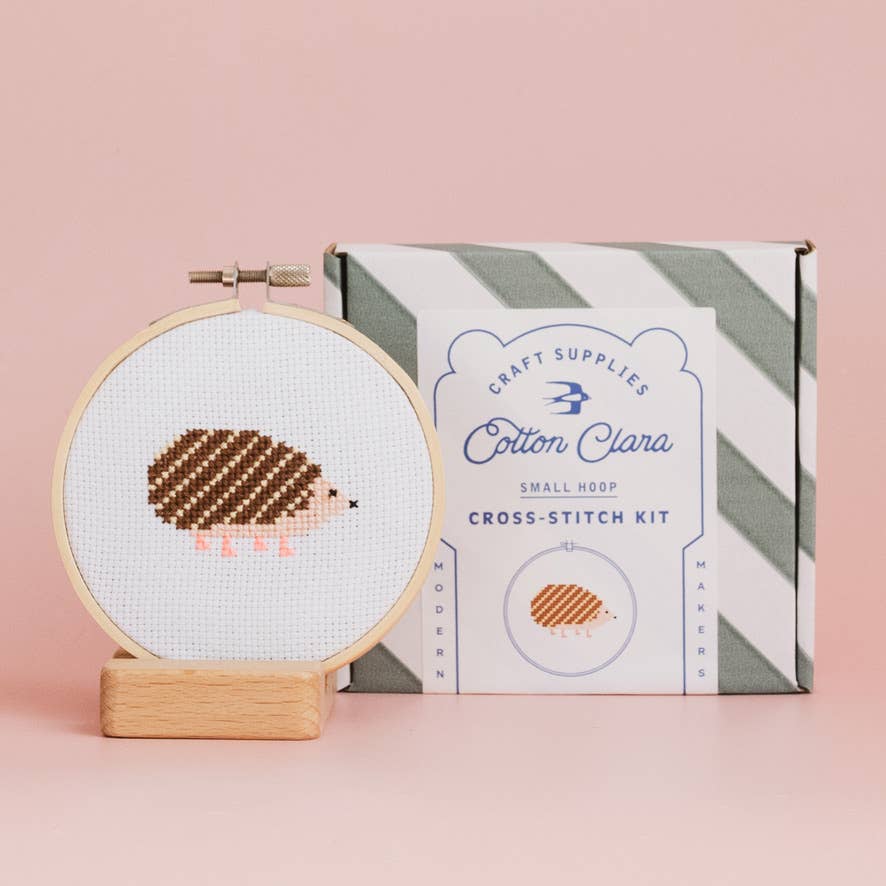 Cotton Clara Craft Kits & Supplies Hedgehog Cross Stitch Kit