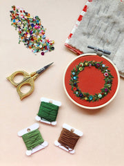 M Creative J Holiday Christmas Wreath Ornament Embroidery Kit