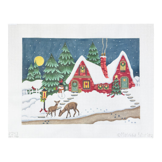 Melissa Shirley Designs Deer Cottage Needlepoint Canvas