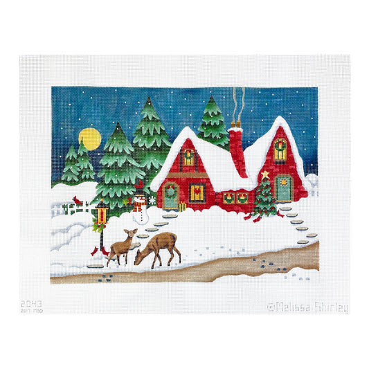 Melissa Shirley Designs Deer Cottage Needlepoint Canvas