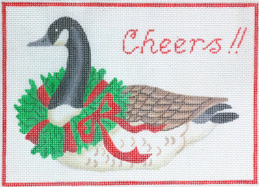 Kate Dickerson Needlepoint Collections Cheers Christmas Canada Goose Needlepoint Canvas
