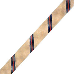 The Meredith Collection Diagonal Stripe Camel Navy Red Belt Needlepoint Canvas