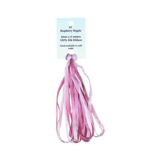 Dinky Dyes Silk Ribbon 4mm - 001 Raspberry Ripple