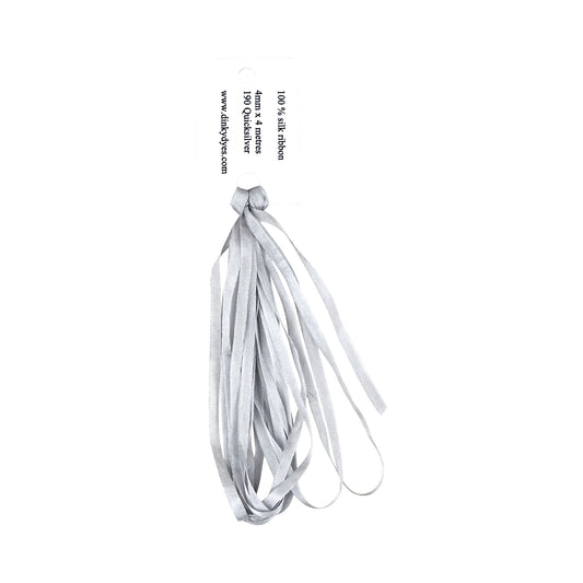 Dinky Dyes Silk Ribbon 4mm - 190 Silver