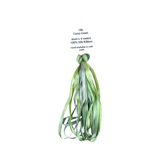 Dinky Dyes Silk Ribbon 4mm - 196 Camo Green