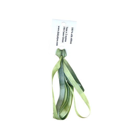 Dinky Dyes Silk Ribbon 7mm - 196 Camo Green