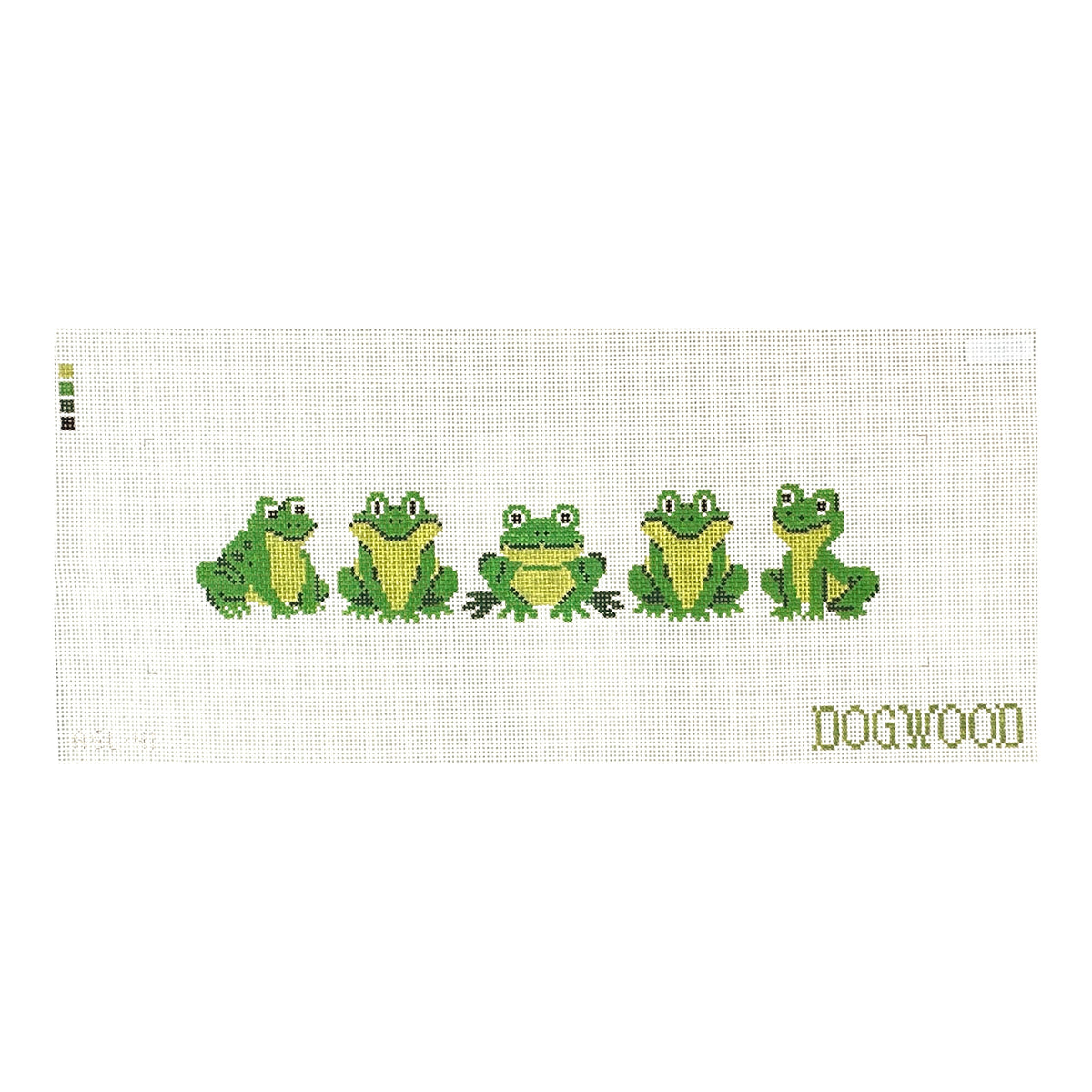 Dogwood Needlepoint Frogs in a Line Needlepoint Canvas