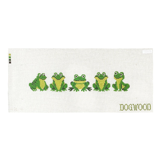 Dogwood Needlepoint Frogs in a Line Needlepoint Canvas