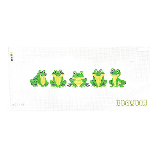 Dogwood Needlepoint Frogs in a Line Needlepoint Canvas