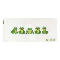 Dogwood Needlepoint Frogs in a Line Needlepoint Canvas