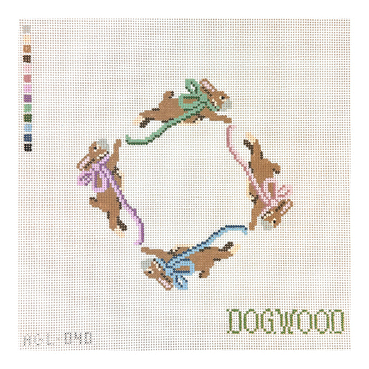 Dogwood Needlepoint Jumping Bunnies Needlepoint Canvas
