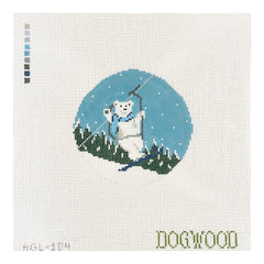 Dogwood Needlepoint Lift Ride in Snowfall Bear Needlepoint Canvas