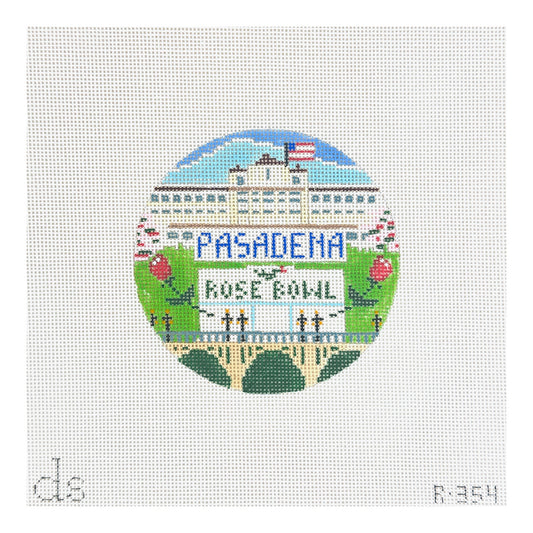 Doolittle Stitchery Pasadena Travel Travel Round Needlepoint Canvas