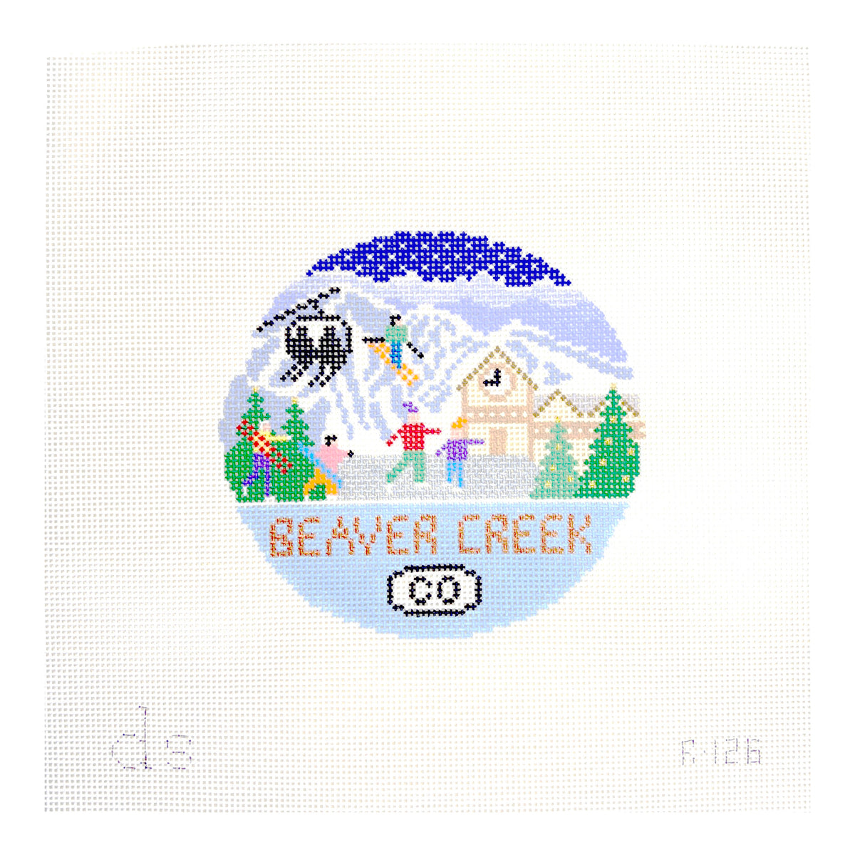 Doolittle Stitchery Beaver Creek Travel Round Needlepoint Canvas