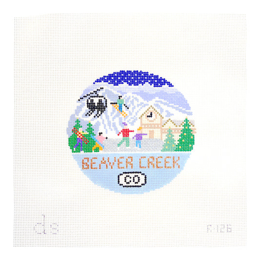 Doolittle Stitchery Beaver Creek Travel Round Needlepoint Canvas
