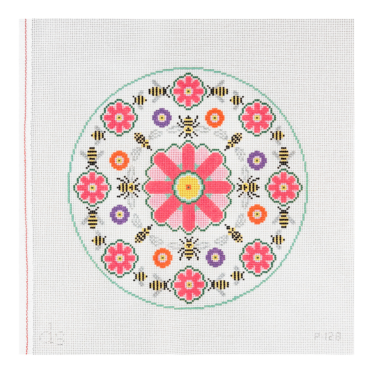 Doolittle Stitchery Bees and Flowers Needlepoint Canvas