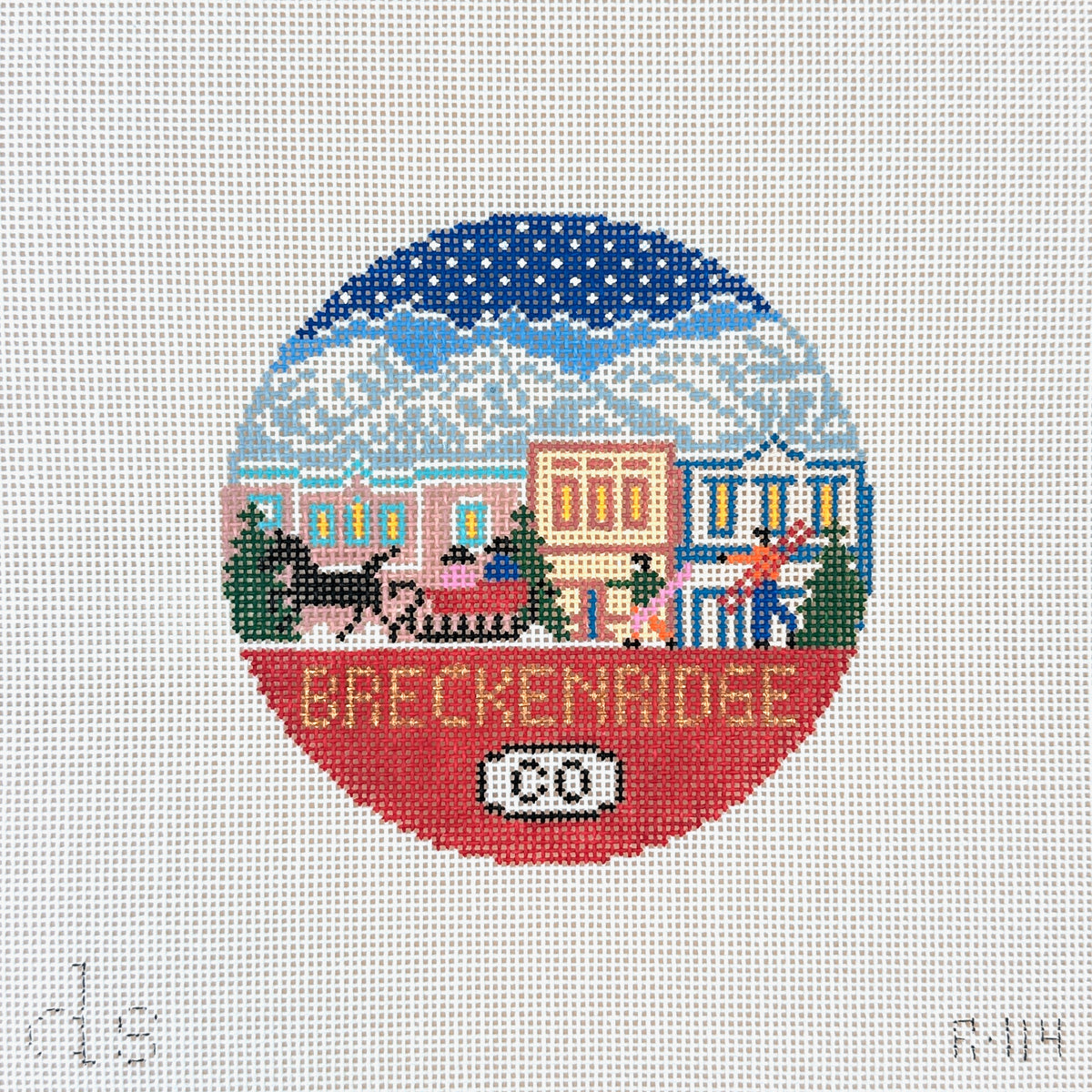Doolittle Stitchery Breckenridge Travel Round Needlepoint Canvas