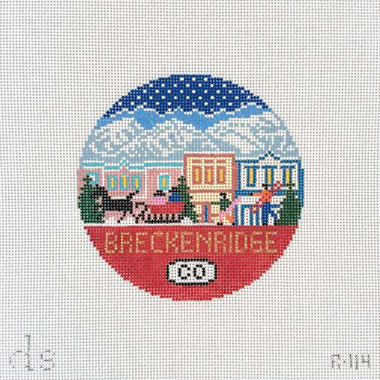 Doolittle Stitchery Breckenridge Travel Round Needlepoint Canvas