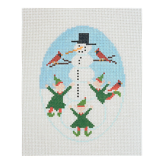 Doolittle Stitchery Elves and Snowman Needlepoint Canvas