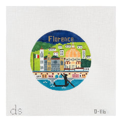 Doolittle Stitchery Florence Travel Round Needlepoint Canvas