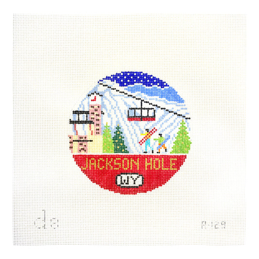 Doolittle Stitchery Jackson Hole Travel Round Needlepoint Canvas