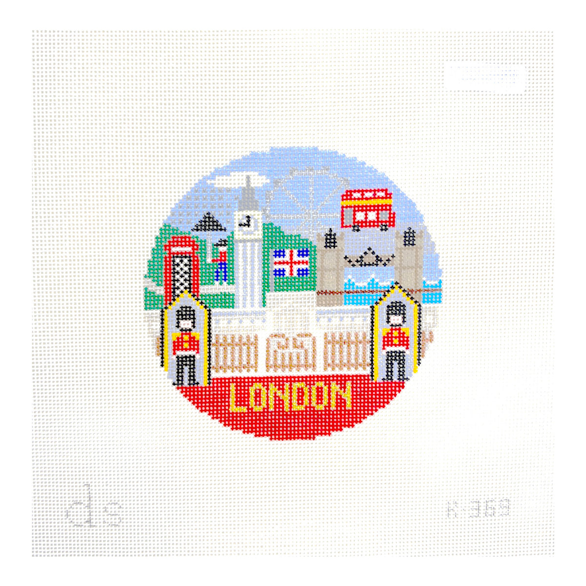 Doolittle Stitchery London Travel Round Needlepoint Canvas