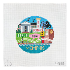Doolittle Stitchery Memphis Travel Round Needlepoint Canvas