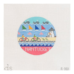 Doolittle Stitchery Nantucket Travel Round Needlepoint Canvas