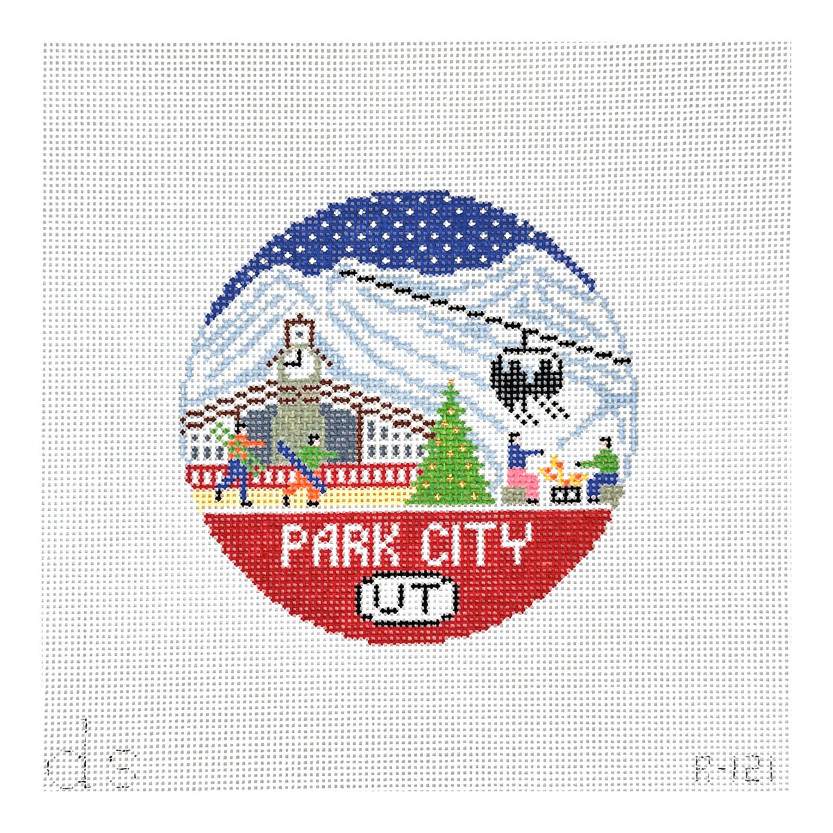 Doolittle Stitchery Park City Travel Round Needlepoint Canvas