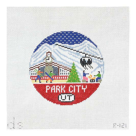 Doolittle Stitchery Park City Travel Round Needlepoint Canvas