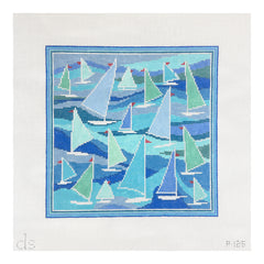 Doolittle Stitchery Sailboats Pillow Needlepoint Canvas